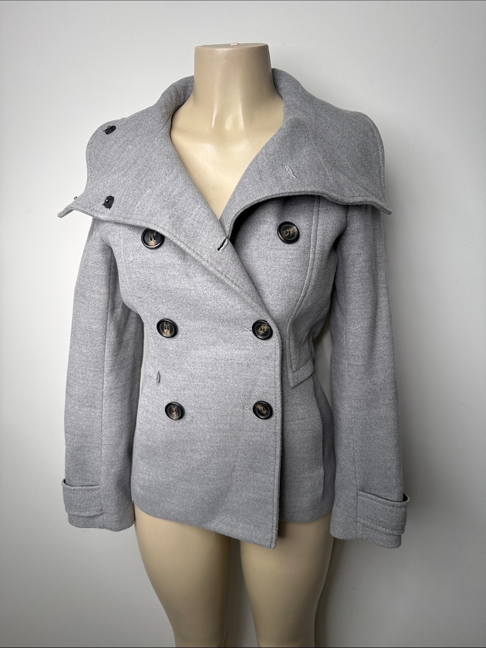 H&M Light Gray Double-Breasted Pea Coat